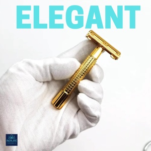 Aparat de ras clasic butterfly, Safety Razor, Gold - Img 3