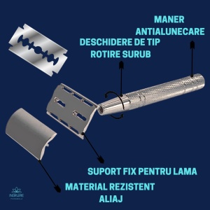 Aparat de ras clasic, safety razor, silver - Img 3