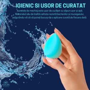 Burete ergonomic si stativ pentru aplicare make-up si creme, verde - Img 4