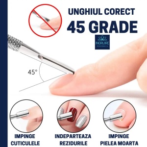 Instrument pentru impingere cuticule si curatare, cu doua capete varf drept/inclinat - Img 4
