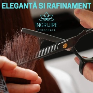 Set profesional de 2 foarfece de tuns si filat 6'', Matte Black - Img 8