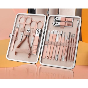 Trusa manichiura 18 piese, Coral Pink