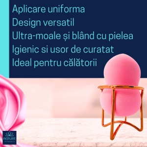 Burete ergonomic si stativ pentru aplicare make-up si creme, roz - Img 7