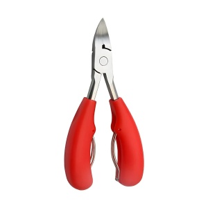 Cleste pedichiura rosu, pentru unghii dure, maner plastic