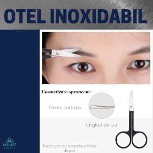 Forfecuta pentru cosmetizare par facial, otel inoxidabil - matte black - Img 5