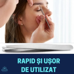 Penseta pentru sprancene - varf drept, otel inoxidabil - Img 4