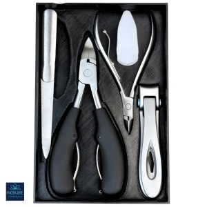 Set complet pentru pedichiura, 4 piese, otel inoxidabil, Black