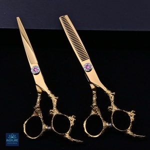 Set de 2 foarfece de tuns 6'', otel japonez, Royal gold - Img 6