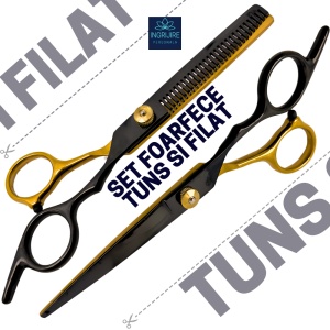 Set de 2 foarfece de tuns si filat 6''- black&gold - Img 4