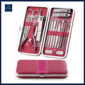 Trusa manichiura profesionala 18 piese, Silver, Ruby Pink