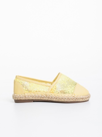 Erma sárga gyerek espadrille textil anyagból és ökológiai bőrből - Img 2