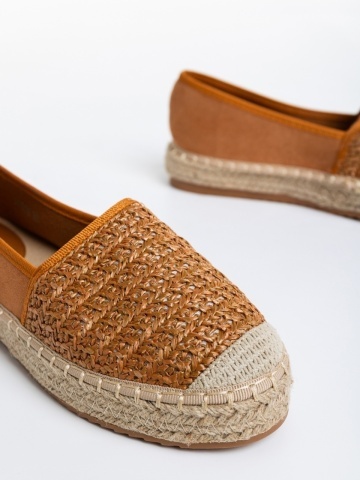 Sandria tevebarna női espadrilla textil anyagból - Img 5