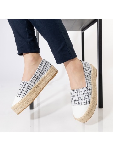 Vienna fehér, textil anyagból készült női espadrile