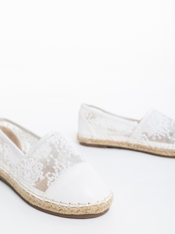 Erma fehér gyerek espadrille textil anyagból és ökológiai bőrből - Img 3