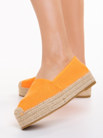 Holland narancssárga női espadrile textil anyagból készült - Img 2