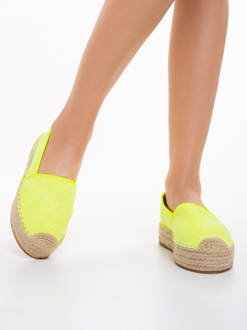 Holland sárga női espadrile textil anyagból készült - Img 2