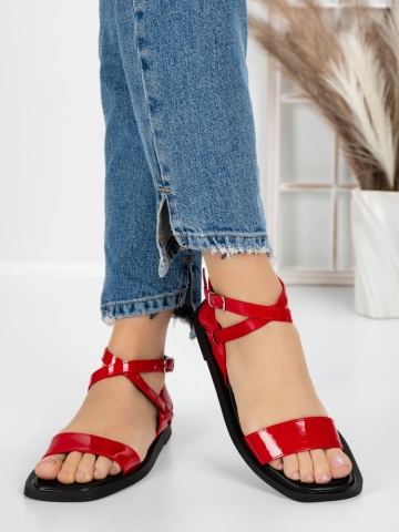 Női alacsony sarkú szandál Nebara Piros - Img 2
