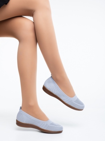 Zendara szürke női balerina textil anyagból - Img 2