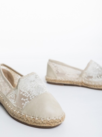 Erma bézs gyerek espadrille textil anyagból és ökológiai bőrből - Img 3