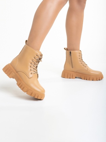 Mirella camel női bakancs, műbőrből készült - Img 6