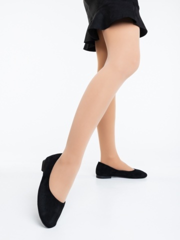 Atena fekete női balerina textil anyagból - Img 6