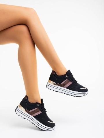 Loraina fekete női sport cipő textil anyagból