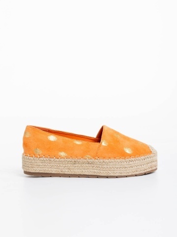 Oana narancssárga női espadrille textil anyagból - Img 4