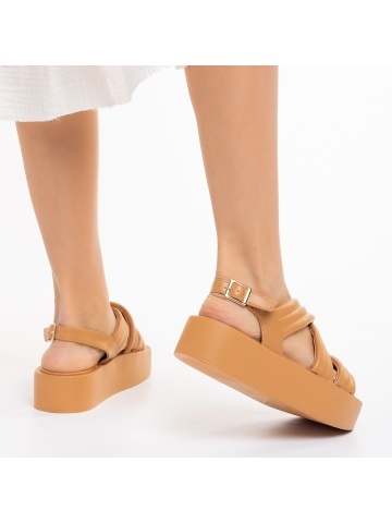 Aryna camel női szandál, műbőrből készült - Img 5