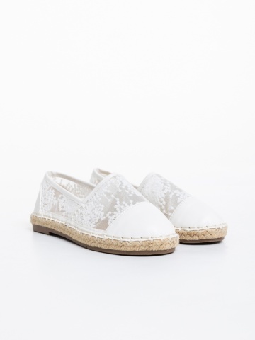 Erma fehér gyerek espadrille textil anyagból és ökológiai bőrből - Img 4