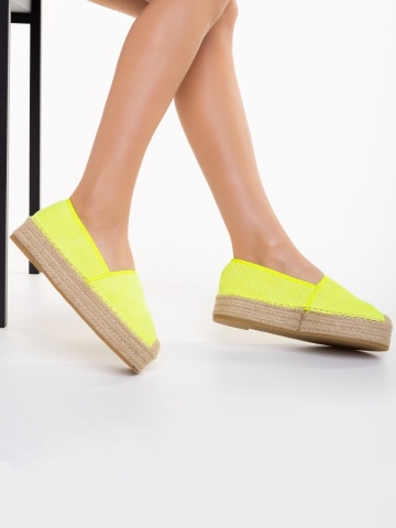 Holland sárga női espadrile textil anyagból készült - Img 3