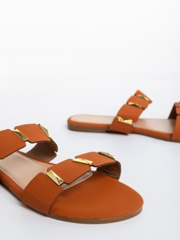 Ivanna camel női papucs, textil anyagból készült - Img 3