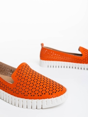 Luisa narancssárga női espadrille ökológiai bőrből - Img 5