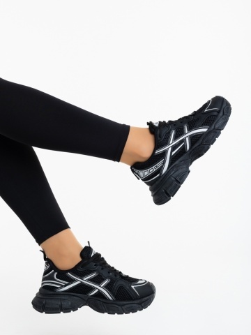 Elle fekete női sportcipő ökológiai bőrből és textil anyagból - Img 3