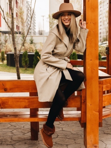Ezera tevebarna női csizma textil anyagból - Img 10