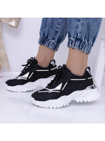 Zelina fekete fehér női sportcipő ökológiai bőrből és textil anyagból