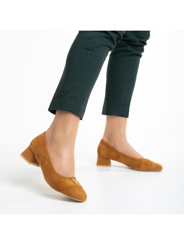 Briella camel női cipő, textil anyagból készült - Img 4