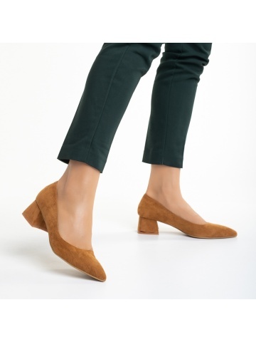Cataleya camel női cipő, textil anyagból készült - Img 4