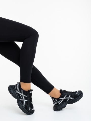 Elle fekete női sportcipő ökológiai bőrből és textil anyagból