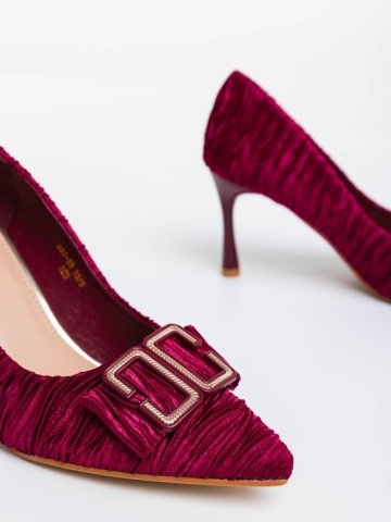Elsabeth piros női magassarkú cipő textil anyagból - Img 5