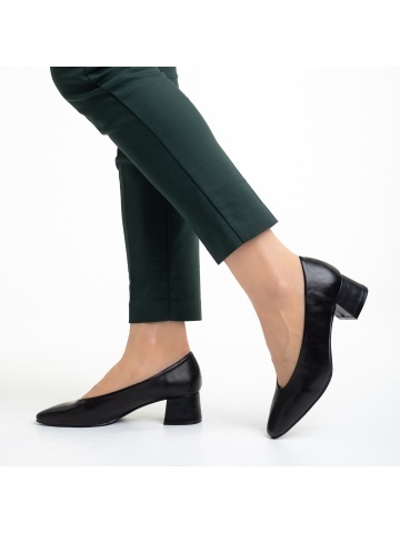 Veda fekete női cipő sarokkal, műbőrből készült