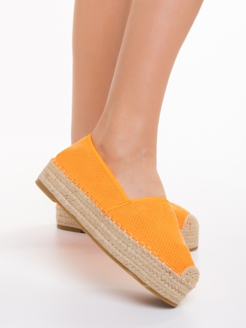 Holland narancssárga női espadrile textil anyagból készült - Img 4