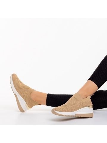 Misima khaki női sportcipő, textil anyagból készült - Img 4