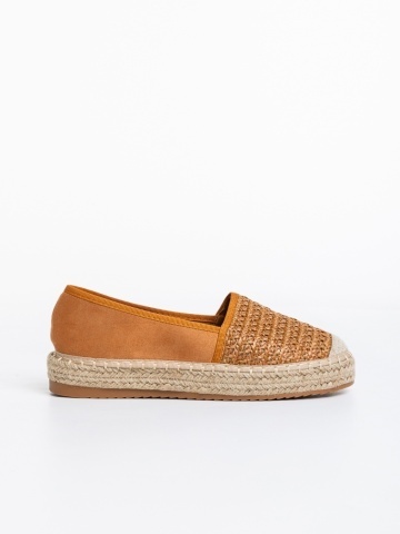 Sandria tevebarna női espadrilla textil anyagból - Img 4