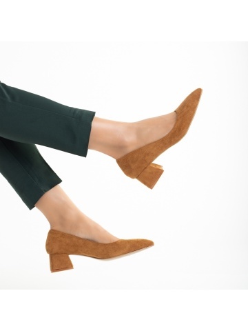 Cataleya camel női cipő, textil anyagból készült - Img 5
