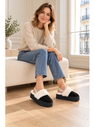 Delisia fekete női papucs textil anyagból