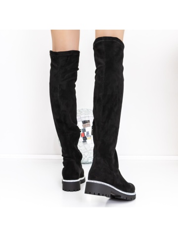 Női csizma alacsony talppal Folira Fekete - Img 5