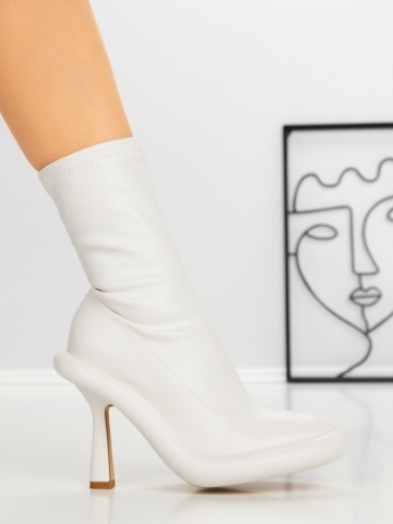 Női platformos és magassarkú bokacsizma Birren Fehér - Img 4