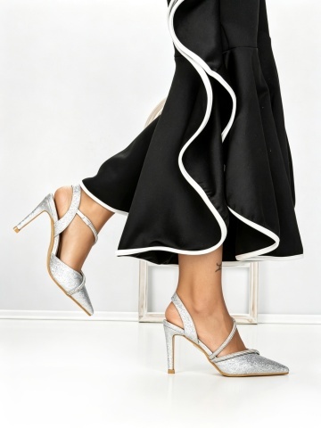 Stiletto cipő Eaelia Ezüst - Img 2