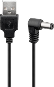 Cablu alimentare USB A - DC 5,5 - 2,5 negru 0,5M