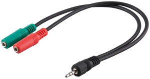 Cablu adaptor Jack 4 pini 3.5mm tata la 2 x 3.5mm mama Goobay
